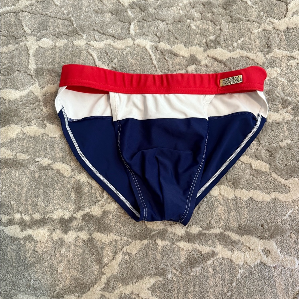Andrew Christian Red, White, and Blue Swim Briefs